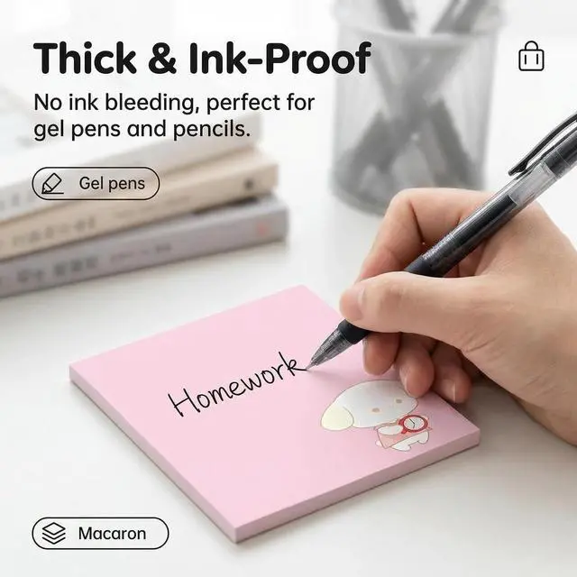 Alt view image 3 of 7 - Cute Kawaii Puppy Sticky Notes 3x3 Inch 4 Pads 80 Sheets Memo Pads | 4 pads Puppy kawaii sticky notes, strong residue-free adhesive, for school office home note taking reminders