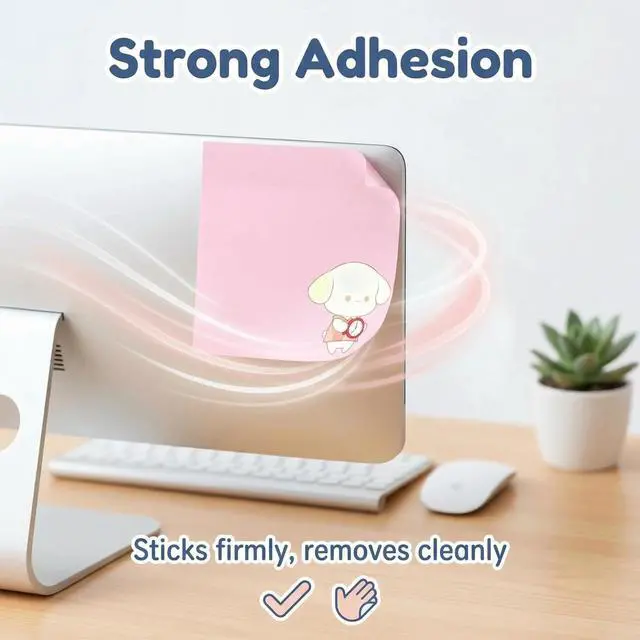 Alt view image 4 of 7 - Cute Kawaii Puppy Sticky Notes 3x3 Inch 4 Pads 80 Sheets Memo Pads | 4 pads Puppy kawaii sticky notes, strong residue-free adhesive, for school office home note taking reminders