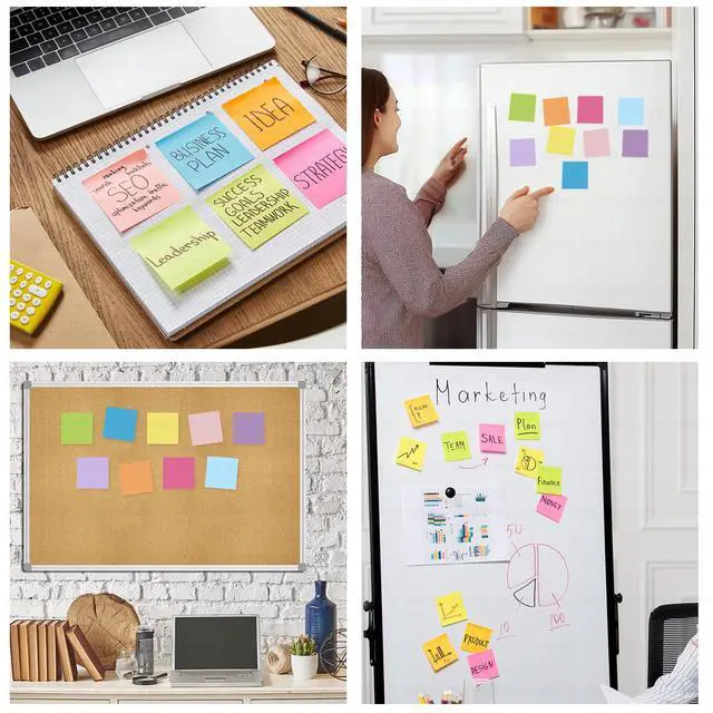 Alt view image 6 of 7 - Sticky Notes 3x3 Inches, 9 Color,18 Pads/Pack,1008 Sheets, Self-Stick Note Pads, 56Sheets/pad Notebook,Use for School,Home, Office, Notebook (Bright Color)
