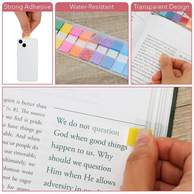 Alt view image 3 of 6 - Bulk Writable Sticky Tabs, 1080 pcs, Transparent | Sticky Page Marker Tabs for Document Organization, Teacher Supplies, Study Aids, Office Supplies