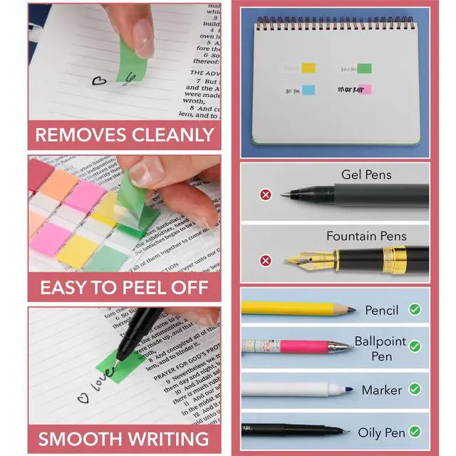 Alt view image 4 of 6 - Bulk Writable Sticky Tabs, 1080 pcs, Transparent | Sticky Page Marker Tabs for Document Organization, Teacher Supplies, Study Aids, Office Supplies