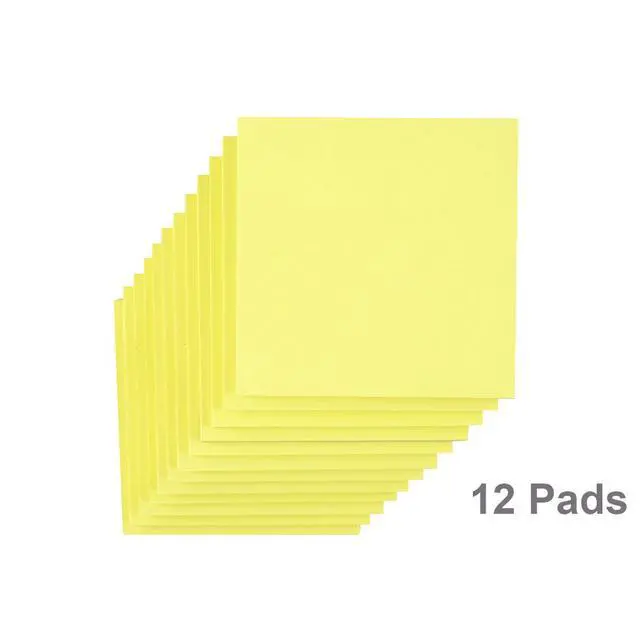 Alt view image 3 of 7 - (12 Pads) Sticky Notes 3x3 in Yellow, Strong Adhesive, Clean Removal, Recyclable, Self-Stick Pads, Easy to Post for Home, Office, Notebook