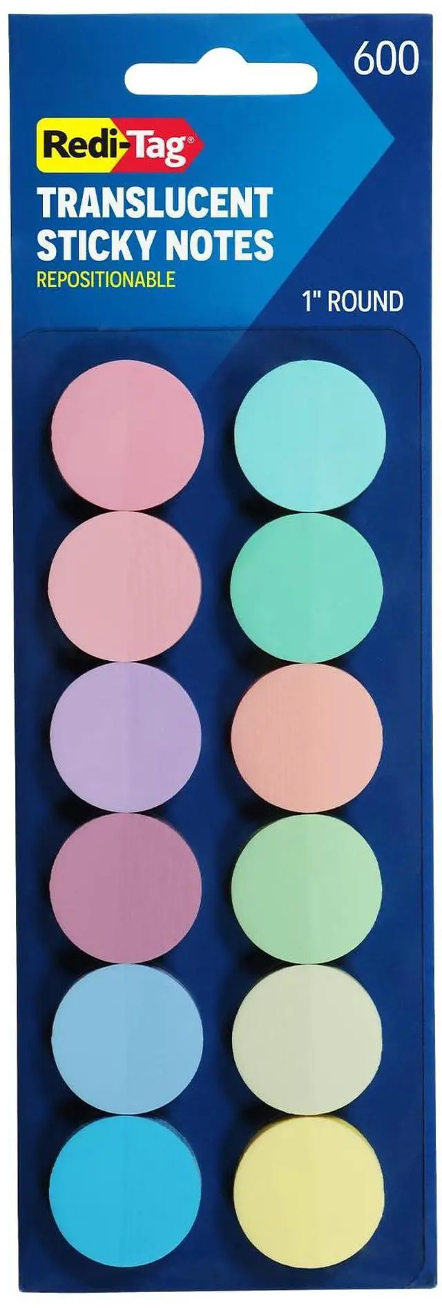 Main image of Transparent Sticky Notes, 12 Pads Per Pack, Circle Sticky Notes, Round Adhesive Notes, Small Sticky Tabs for Organizing, 1 inch Diameter, 12 Pastel Colors (1016719)