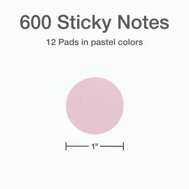 Alt view image 2 of 7 - Transparent Sticky Notes, 12 Pads Per Pack, Circle Sticky Notes, Round Adhesive Notes, Small Sticky Tabs for Organizing, 1 inch Diameter, 12 Pastel Colors (1016719)