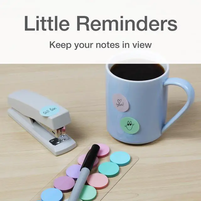 Alt view image 6 of 7 - Transparent Sticky Notes, 12 Pads Per Pack, Circle Sticky Notes, Round Adhesive Notes, Small Sticky Tabs for Organizing, 1 inch Diameter, 12 Pastel Colors (1016719)