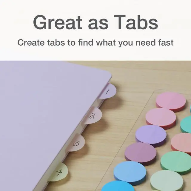 Alt view image 5 of 7 - Transparent Sticky Notes, 12 Pads Per Pack, Circle Sticky Notes, Round Adhesive Notes, Small Sticky Tabs for Organizing, 1 inch Diameter, 12 Pastel Colors (1016719)