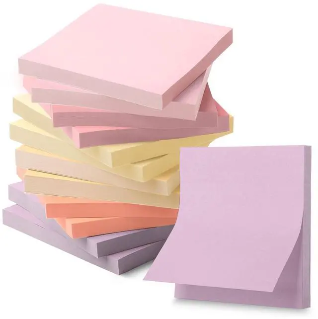 Main image of Sticky Notes, 3"x3", 12 Pads, 600 Sheets, Colorful | Sticky Notes Bulk, Self-Stick Note Pads, Perfect for Office, School, Home, Study & Organization