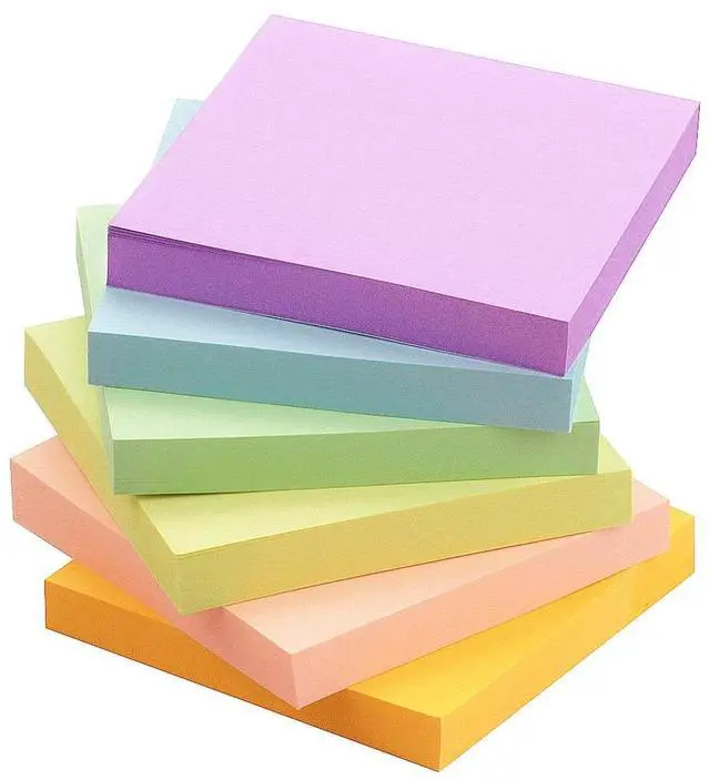 Main image of Sticky Notes 3x3 in, 6 Pastel Colors, 100 Sheets, Repositionable | 6 pastel colors, total 600 sheets, repositionable self-stick adhesive, ideal for office, school, and home use