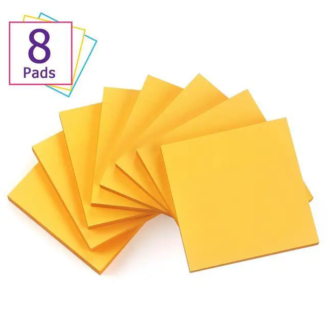 Alt view image 2 of 7 - Sticky Notes 3x3 in, Self-Adhesive, 8 Pads, 80 Sheets/Pad (Orange) | Perfect for Offices, Schools, Home, and Daily Planning