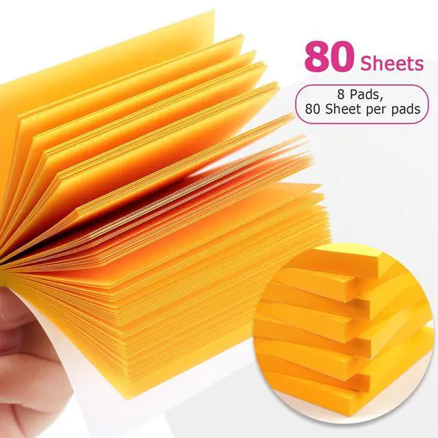 Alt view image 4 of 7 - Sticky Notes 3x3 in, Self-Adhesive, 8 Pads, 80 Sheets/Pad (Orange) | Perfect for Offices, Schools, Home, and Daily Planning