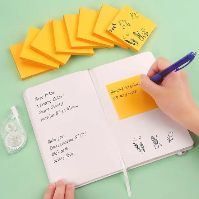 Alt view image 7 of 7 - Sticky Notes 3x3 in, Self-Adhesive, 8 Pads, 80 Sheets/Pad (Orange) | Perfect for Offices, Schools, Home, and Daily Planning