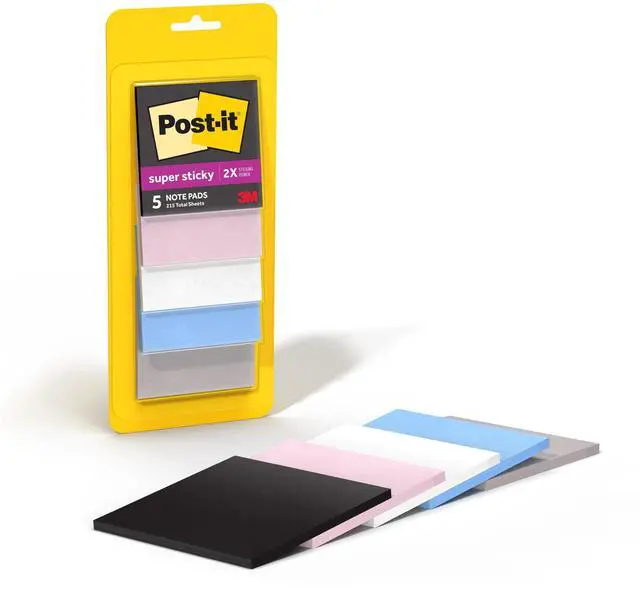 Main image of Super Sticky Notes, 3 x 3 in, Simply Serene, 5 Pads | School Supplies and Oce Supplies, 2X the Sticking Power