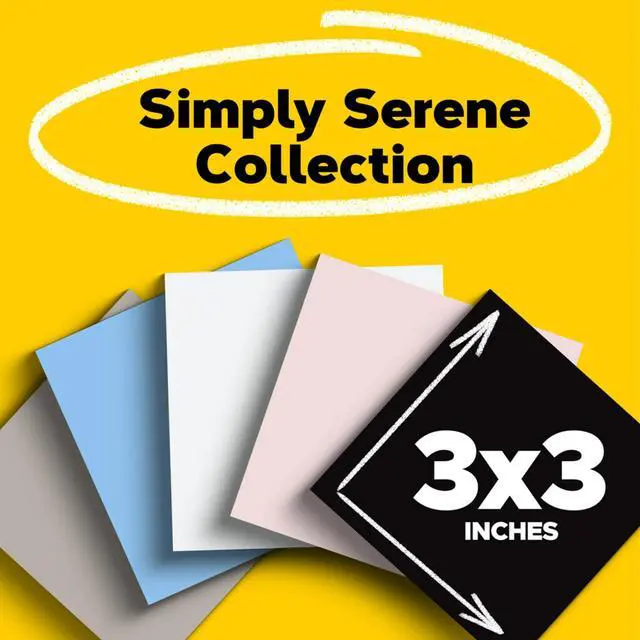 Alt view image 2 of 7 - Super Sticky Notes, 3 x 3 in, Simply Serene, 5 Pads | School Supplies and Oce Supplies, 2X the Sticking Power