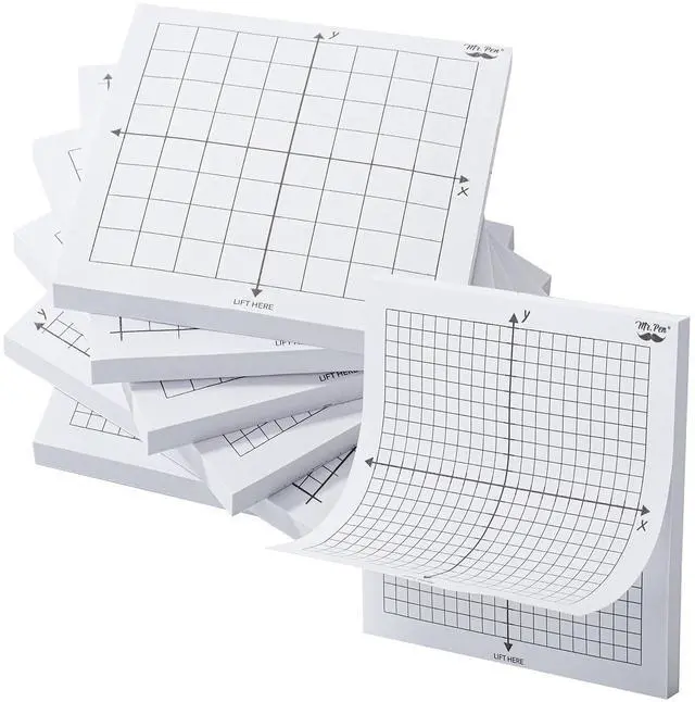 Main image of Graph Sticky Notes, 3x3 Inch, 6 Pads, 50 Sheets/Pad, 300 Sheets | 6 Grid Designs, White, Square Graph Paper Notes, Grid Sticky Note Pads for Math, Study, Journals, Planners