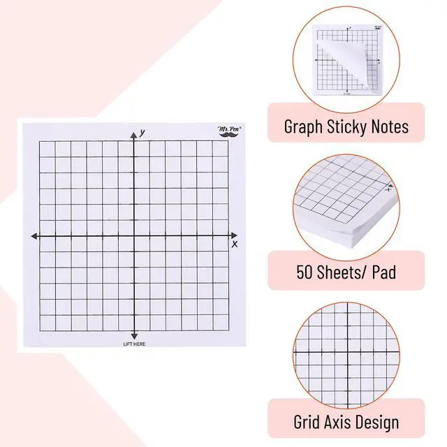 Alt view image 3 of 7 - Graph Sticky Notes, 3x3 Inch, 6 Pads, 50 Sheets/Pad, 300 Sheets | 6 Grid Designs, White, Square Graph Paper Notes, Grid Sticky Note Pads for Math, Study, Journals, Planners