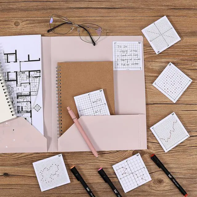 Alt view image 4 of 7 - Graph Sticky Notes, 3x3 Inch, 6 Pads, 50 Sheets/Pad, 300 Sheets | 6 Grid Designs, White, Square Graph Paper Notes, Grid Sticky Note Pads for Math, Study, Journals, Planners