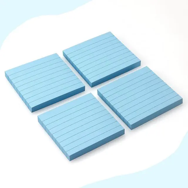 Alt view image 3 of 7 - Lined Sticky Notes 3x3 in Self-Adhesive, 4 Pads, 90 Sheets/Pad (Light Blue) | Strong Self-Adhesive Backing, Sticks Firmly and Removes Cleanly