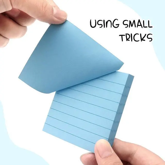 Alt view image 4 of 7 - Lined Sticky Notes 3x3 in Self-Adhesive, 4 Pads, 90 Sheets/Pad (Light Blue) | Strong Self-Adhesive Backing, Sticks Firmly and Removes Cleanly