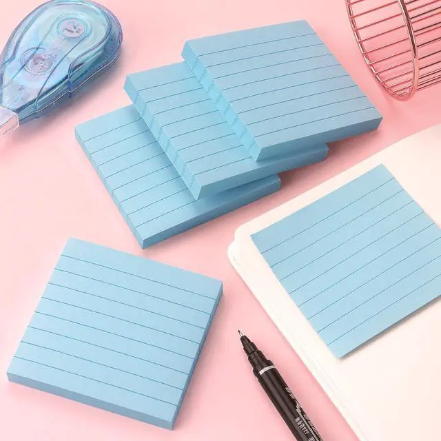 Alt view image 6 of 7 - Lined Sticky Notes 3x3 in Self-Adhesive, 4 Pads, 90 Sheets/Pad (Light Blue) | Strong Self-Adhesive Backing, Sticks Firmly and Removes Cleanly