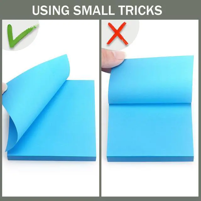 Alt view image 5 of 7 - Sticky Notes 3x3 in, Self-Adhesive Note, 4 Pads, 100 Sheets/Pad (Blue) | Strong Self-Stick Adhesive, Sticks Securely and Peels Cleanly