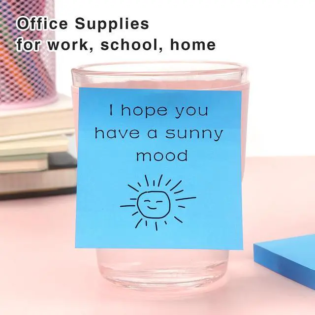 Alt view image 6 of 7 - Sticky Notes 3x3 in, Self-Adhesive Note, 4 Pads, 100 Sheets/Pad (Blue) | Strong Self-Stick Adhesive, Sticks Securely and Peels Cleanly