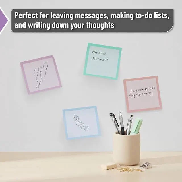 Alt view image 4 of 7 - Bulk Sticky Notes, 3"x3", 12 Pads, 60 Sheets/Pad, 720 Sheets | Colorful Sticky Notes, Post Stickies, Memo Pads, Self-Stick Note Pad for Office, School, Home, Study