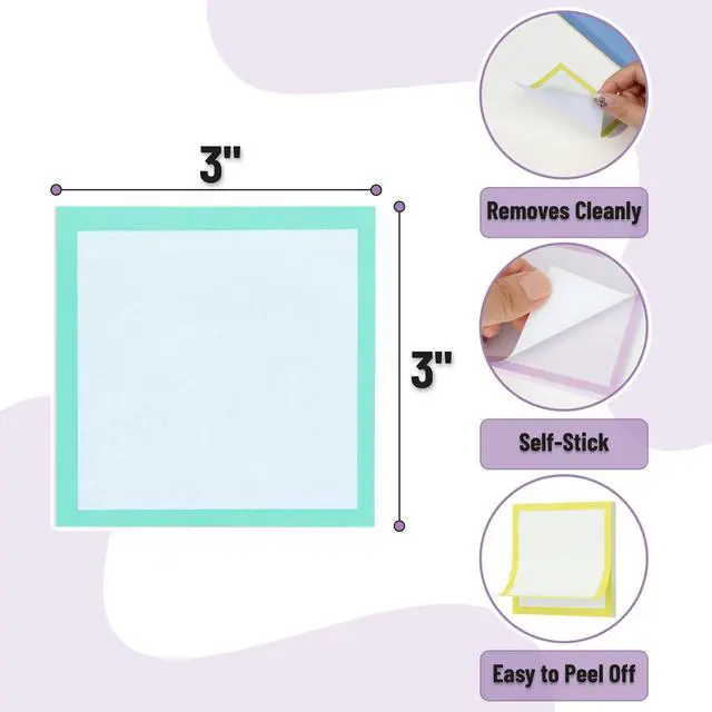 Alt view image 3 of 7 - Bulk Sticky Notes, 3"x3", 12 Pads, 60 Sheets/Pad, 720 Sheets | Colorful Sticky Notes, Post Stickies, Memo Pads, Self-Stick Note Pad for Office, School, Home, Study