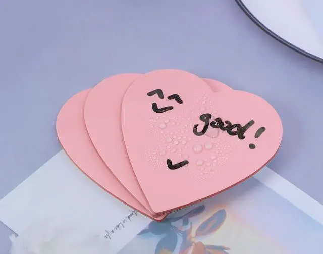 Alt view image 4 of 6 - 3 Pack Heart Shaped Transparent Sticky Notes 2.8X2.8in Waterproof Self-Stick Book Tabs 150 Sheets PET Markers Sticky Notes Pad (Pink)