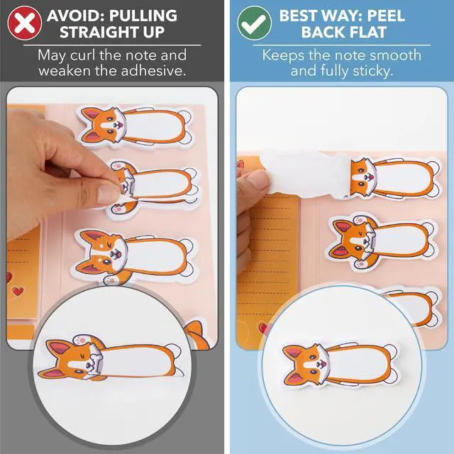Alt view image 4 of 7 - Corgi On Stay Strong Sticky Notes Set, 550 Sheets | Cute Cartoon Corgis Self-Stick Notes Pads, Animal Divider Tabs Bundle, Writing Memo Pads, School Office Supplies