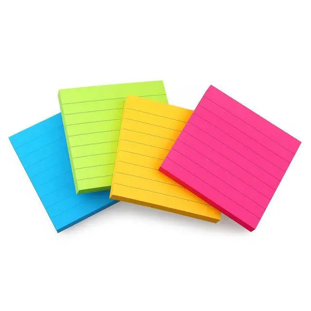 Alt view image 3 of 6 - Lined Sticky Notes 3x3 in, Self-Adhesive, Bright, 4 Pads, 90 Sheets/Pad | Lined Surface for Neat and Organized Writing Strong Self-Stick Adhesive, Sticks Securely and Peels Cleanly