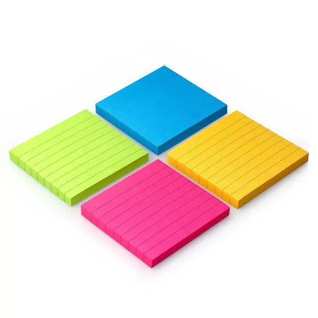 Alt view image 4 of 6 - Lined Sticky Notes 3x3 in, Self-Adhesive, Bright, 4 Pads, 90 Sheets/Pad | Lined Surface for Neat and Organized Writing Strong Self-Stick Adhesive, Sticks Securely and Peels Cleanly