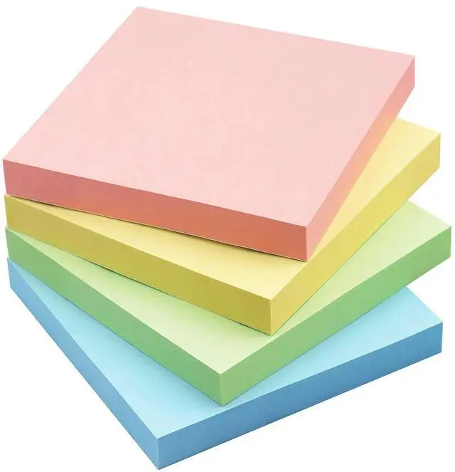 Main image of Sticky Notes 3x3 in, Self-Adhesive Note, 4 Pads, 100 Sheets/Pad (Pastel) | Perfect for Home, Classroom, and Workplace Organization