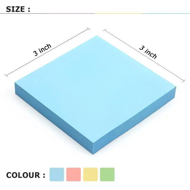 Alt view image 4 of 7 - Sticky Notes 3x3 in, Self-Adhesive Note, 4 Pads, 100 Sheets/Pad (Pastel) | Perfect for Home, Classroom, and Workplace Organization