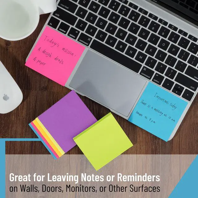 Alt view image 4 of 7 - Sticky Notes, 3"x3", 8 Pads, 656 Sheets, Bright Colors | Sticky Notes Bulk, Self-Stick Note Pads, Perfect for Office, School, Home, Study & Organization