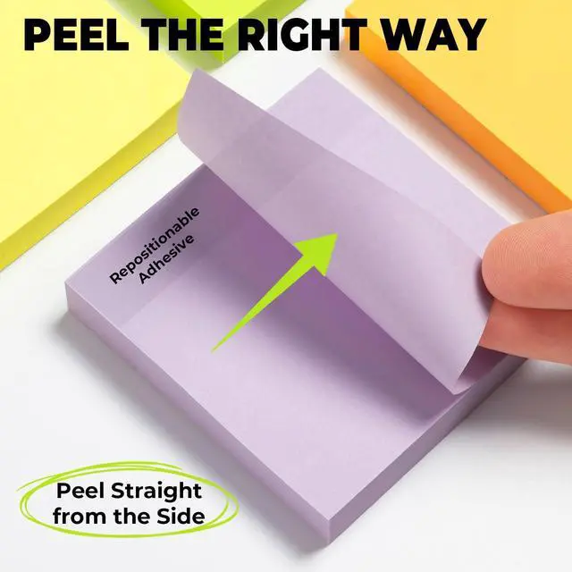 Alt view image 3 of 7 - 6 Pads Sticky Notes 3x3 Inch, Self Sticky Notes 6 Bright Colors Easy to Stick Office and School Supplies for Home, Desk, and Notebook Use, 120 Sheets/Pad