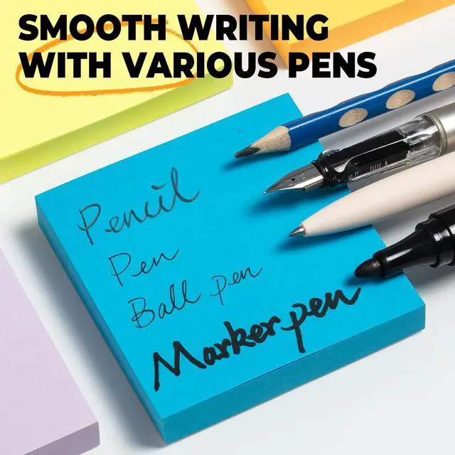 Alt view image 5 of 7 - 6 Pads Sticky Notes 3x3 Inch, Self Sticky Notes 6 Bright Colors Easy to Stick Office and School Supplies for Home, Desk, and Notebook Use, 120 Sheets/Pad