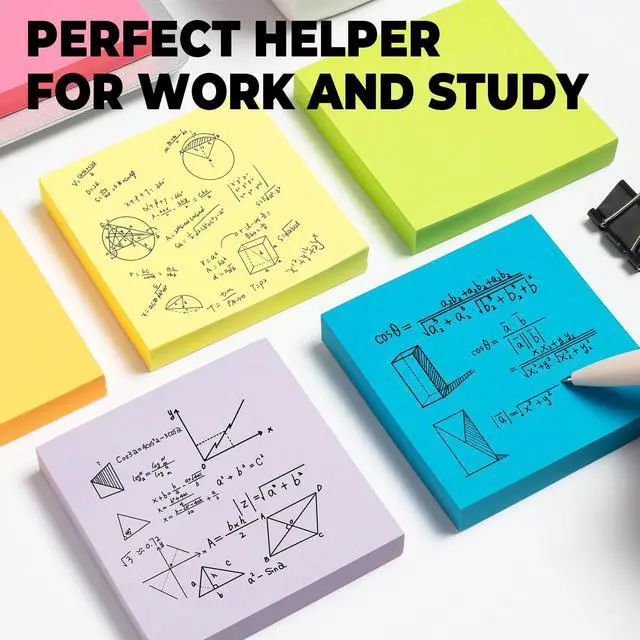Alt view image 7 of 7 - 6 Pads Sticky Notes 3x3 Inch, Self Sticky Notes 6 Bright Colors Easy to Stick Office and School Supplies for Home, Desk, and Notebook Use, 120 Sheets/Pad