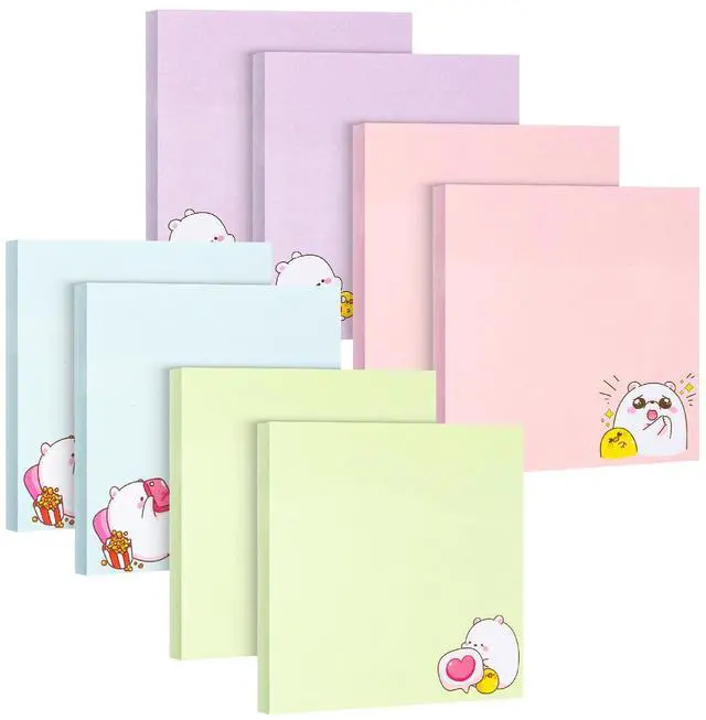 Main image of Aesthetic Sticky Notes, 3"x3", 8 Pads, 400 Sheets, 4 Designs | Cute Bear Sticky Notes, Self-Stick Note Pads Aesthetic, Perfect for Office, School, Home, Study & Organization