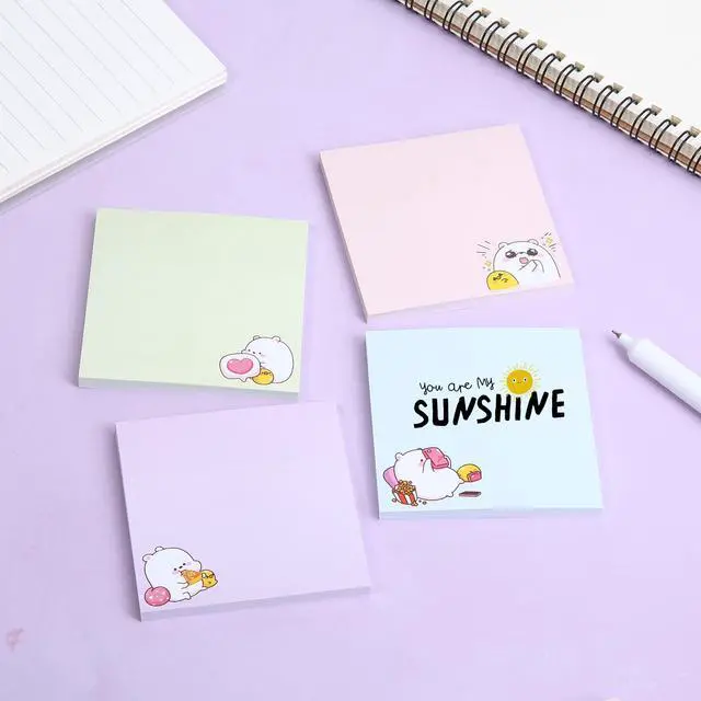 Alt view image 6 of 7 - Aesthetic Sticky Notes, 3"x3", 8 Pads, 400 Sheets, 4 Designs | Cute Bear Sticky Notes, Self-Stick Note Pads Aesthetic, Perfect for Office, School, Home, Study & Organization