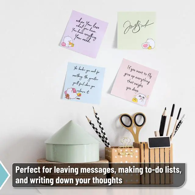 Alt view image 5 of 7 - Aesthetic Sticky Notes, 3"x3", 8 Pads, 400 Sheets, 4 Designs | Cute Bear Sticky Notes, Self-Stick Note Pads Aesthetic, Perfect for Office, School, Home, Study & Organization