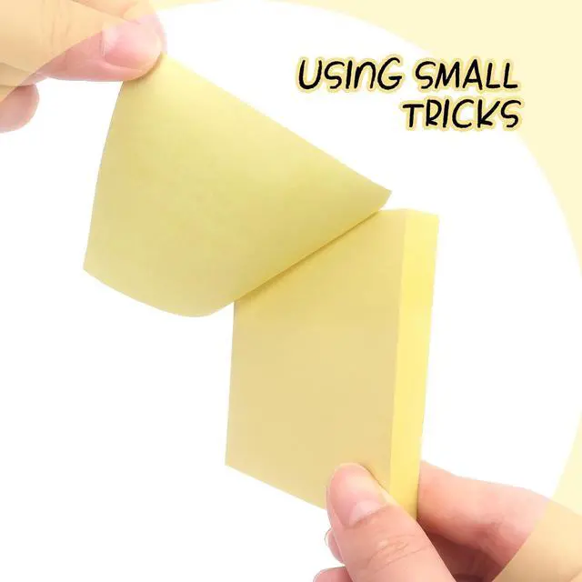 Alt view image 5 of 7 - Sticky Notes 3x3 with Bright Colors, 4 Pads 90 Sheets/Pad (Yellow) | Bright Yellow Self-Stick Notes Pads, 360 Sheets Total, Easy to Stick and Remove, Perfect for Office, School and Home