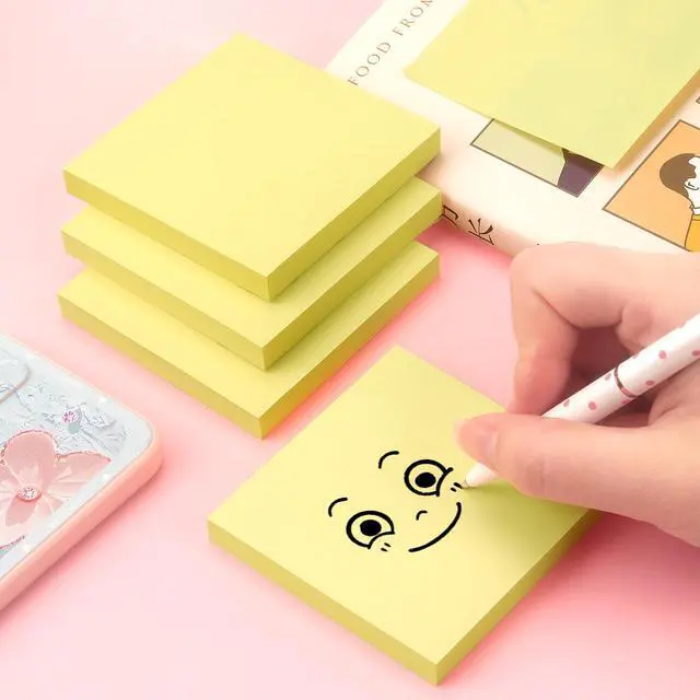 Alt view image 7 of 7 - Sticky Notes 3x3 with Bright Colors, 4 Pads 90 Sheets/Pad (Yellow) | Bright Yellow Self-Stick Notes Pads, 360 Sheets Total, Easy to Stick and Remove, Perfect for Office, School and Home