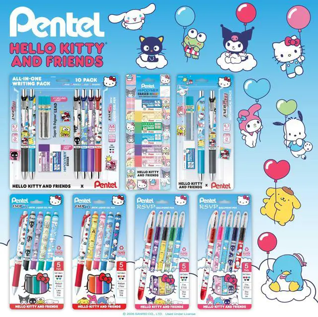 Alt view image 3 of 6 - RSVP Ballpoint Pen, Hello Kitty® and Friends, Limited Edition, Mix 2, 0.7mm Fine Line, Assorted Ink, 5-Pk (BK90HKPF5M1)