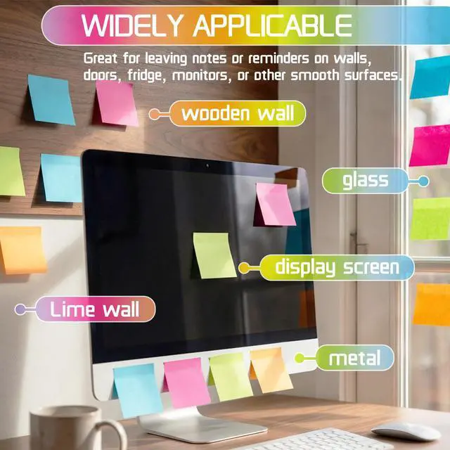 Alt view image 7 of 7 - (18 Pads) Sticky Notes 3x3,9 Bright Colors Self-Stick Note Pads | Strong Adhesive Memo Pad,Very Suitable For Office Use,Study Purposes And Organizing Daily Life Items Recyclable