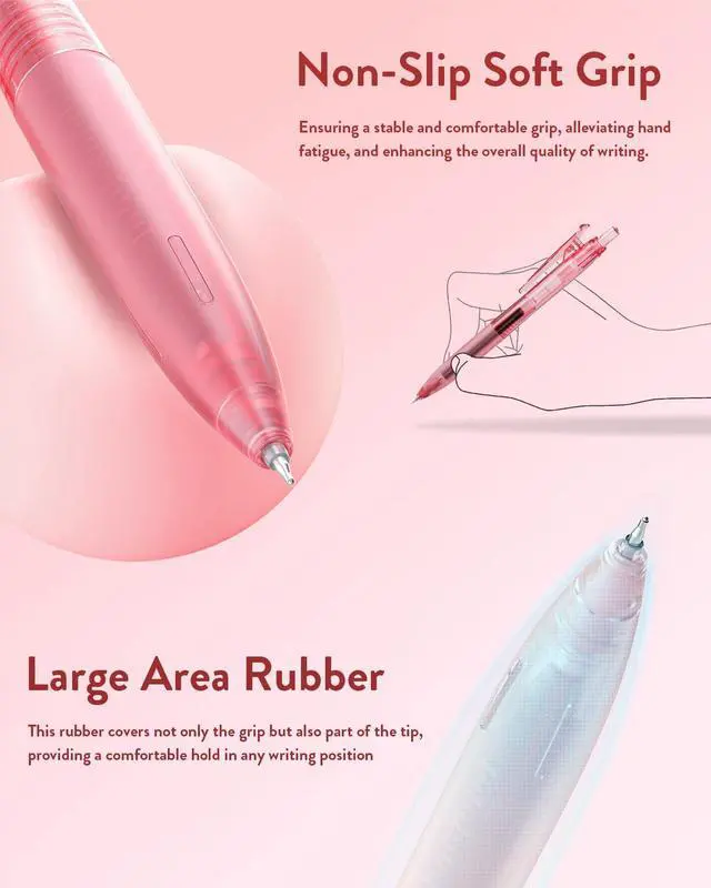 Alt view image 7 of 7 - 12 Pack 0.5mm Cute Quick-Dry Retractable Colored Gel Pens | 12 Ink Colors, Fine Point, Comfort Grip, Transparent, Smooth Writing, Note Taking, Drawing, for Nurse College School Office