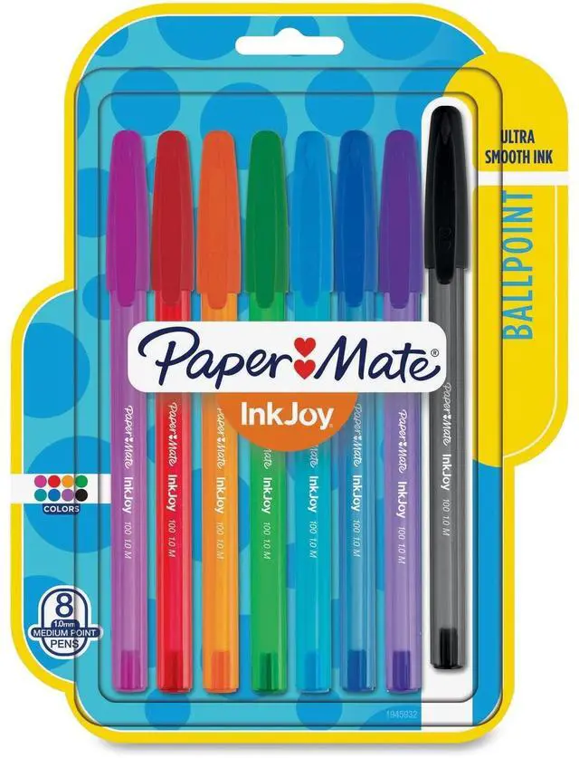 Main image of InkJoy 100ST Ballpoint Pens, Medium Point, Assorted Ink, 8 count(pack of 1) (1945932)