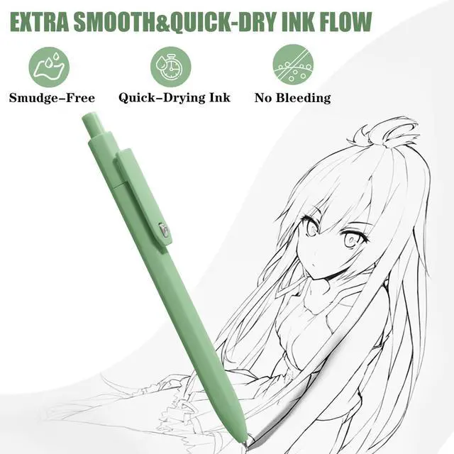 Alt view image 3 of 7 - Pens, 8 Pack 0.5mm Fine Point Cute Gel Pens with Fidget Quick Dry | For Women, For Teachers, For Nurses, Smooth Writing, Liquid Ink, For Badge, Black ink, Felt Tip, Medium Point, For Journaling