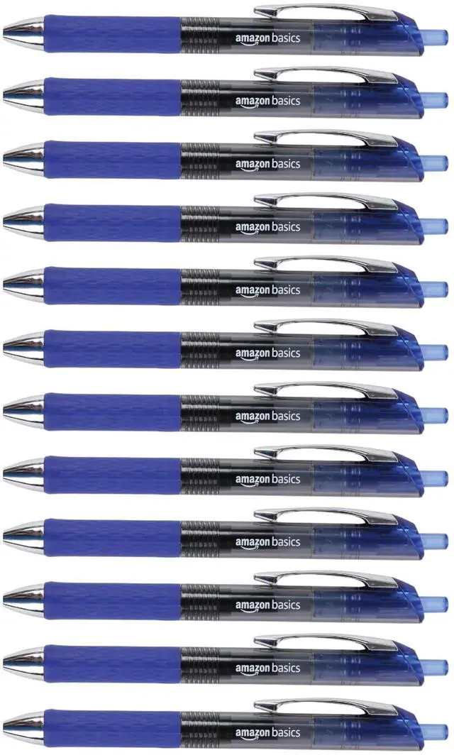 Main image of Retractable Gel Pens, Fine Point 0.7mm, Smooth Writing, No-Smear Ink, Blue, 12-Pack