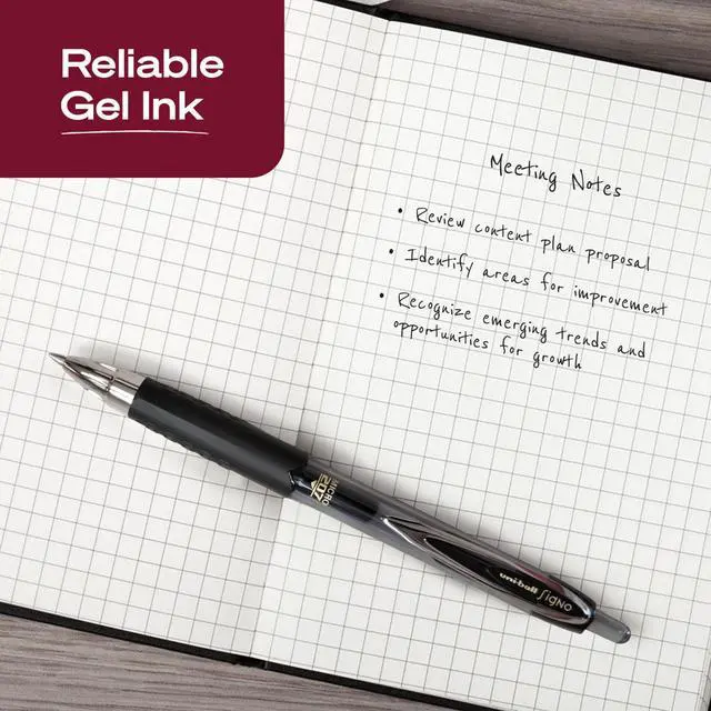 Alt view image 3 of 7 - 207 Gel Pens, Black Ink, 0.5mm Micro Point, Retractable, 5 Count | Smooth Writing, Fraud-Resistant, uni Super Ink