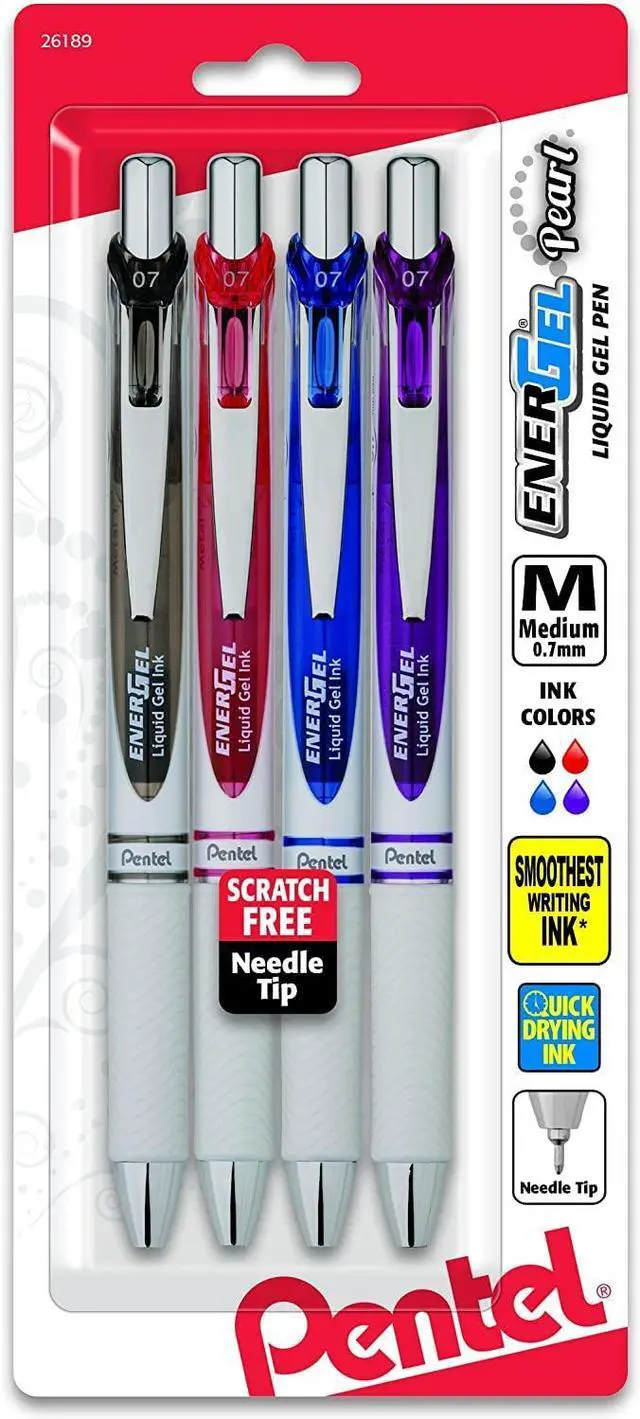 Main image of EnerGel Pearl RTX Gel Pen, 0.7mm, Assorted Ink, 4 count | Pentel EnerGel Pearl RTX Gel Pen, 0.7mm, Assorted Ink, 4 count